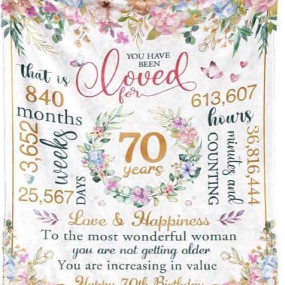 Blanket, 70 years, celebrate your loved one keep them warm